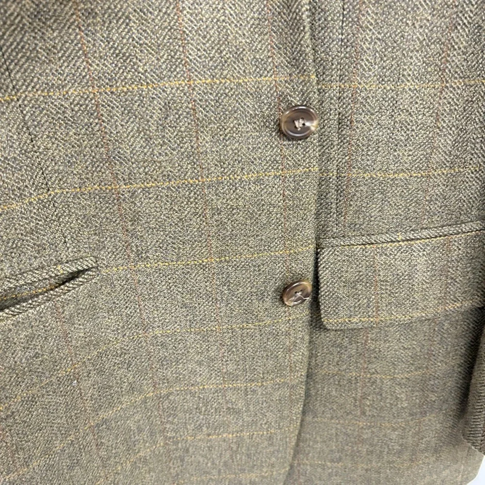 Chaps Ralph Lauren Wool Windowpane Blazer 42 Tall Brown Dark Academia Professor‎